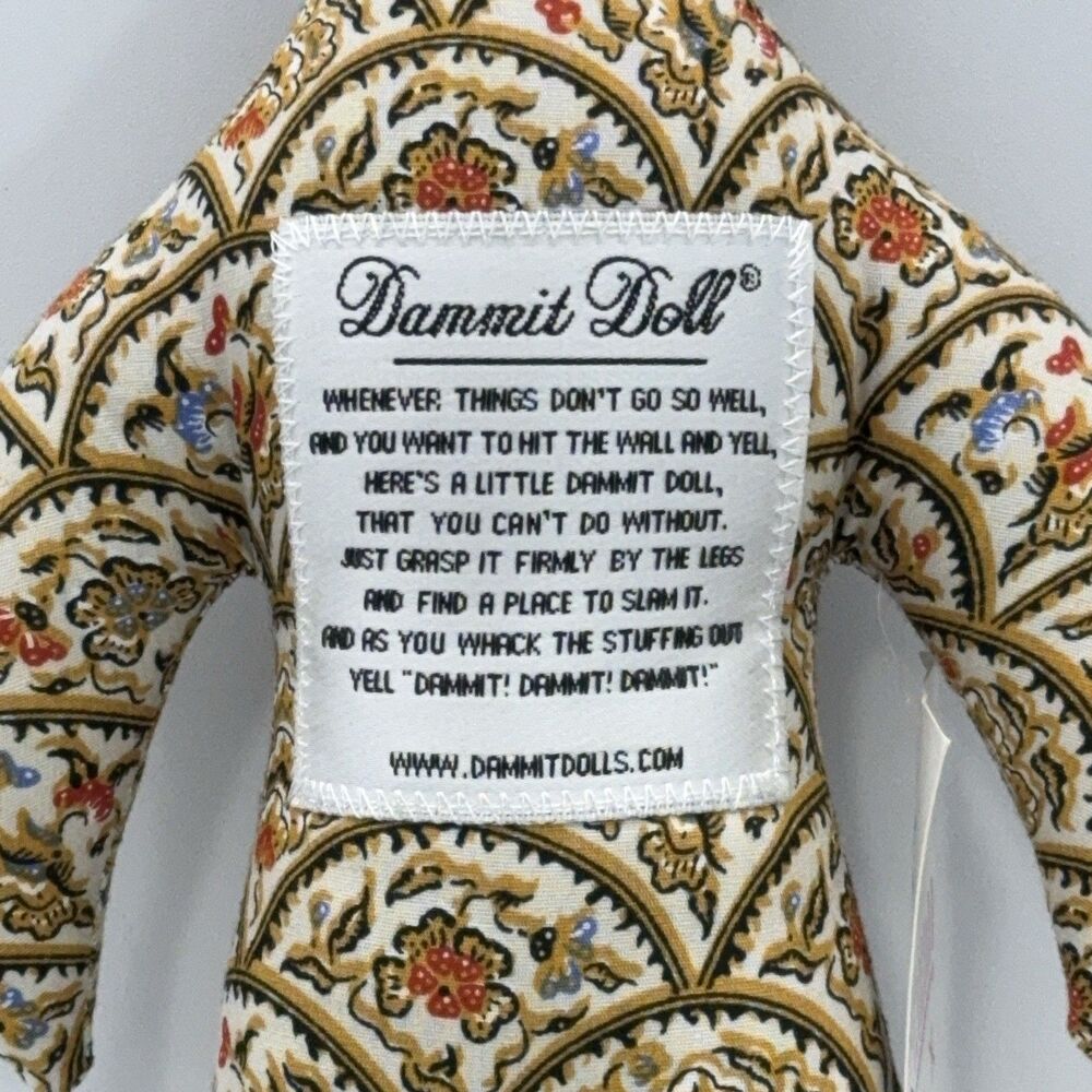 Dammit Doll Stress Relief Gag Gift Plush Paisley Floral Pattern New With Tags - Picture 3 of 11